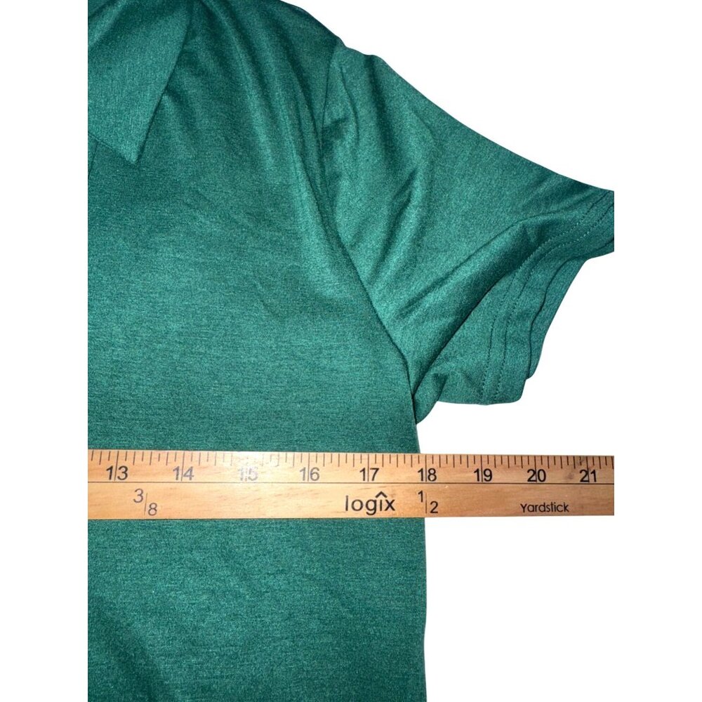 Emerald Green Collared Polo Shirt Soft Stretch Fabric Womens Large - Picture 9 of 9